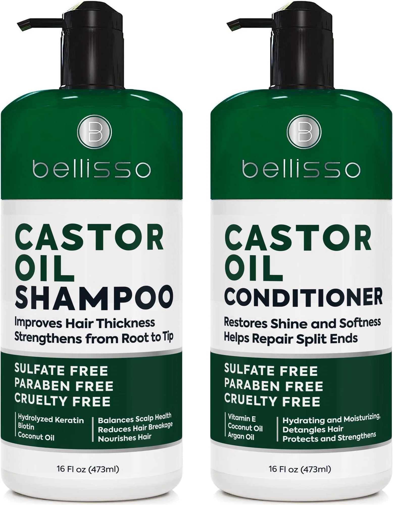 Castor Oil Shampoo and Conditioner Set Thickening Products for Thinning Hair Women and Men Sulfate Free Formula Hydrating Volumizing and Moisturizing for Dry Hair Volume Boosting Color Safe