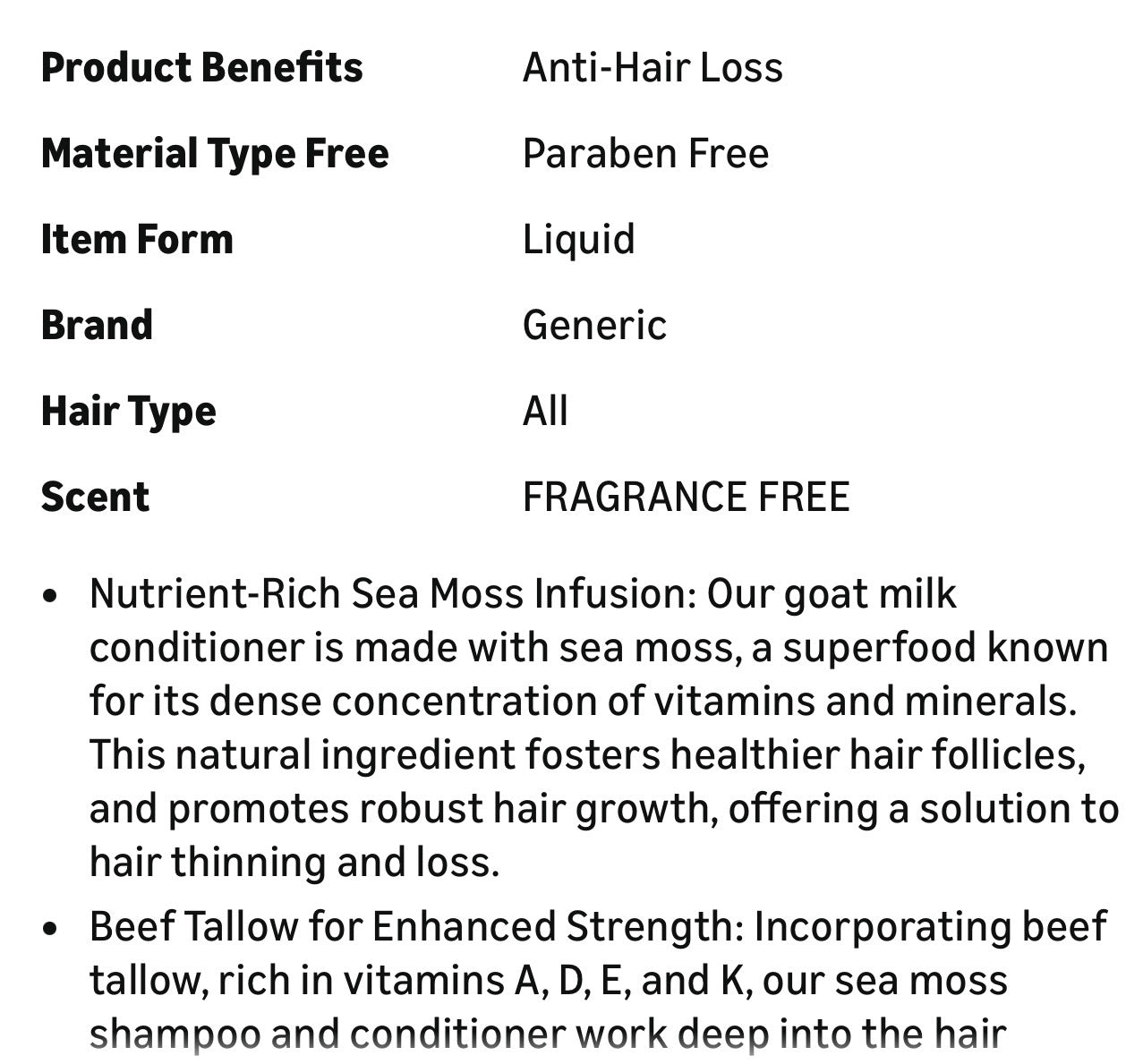 Beef Tallow Shampoo and Conditioner Set with Goat Milk 16.9 Fl Oz Pack of 2 Sulfate Free Moisture for Women Men for Dry Itchy Scalp Hydrating Thickening Volume Care for Thinning Hair