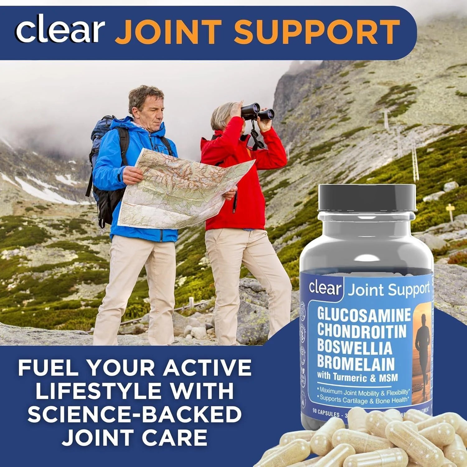 Clear Joint Support Glucosamine Chondroitin MSM Boswellia 90 Capsules
