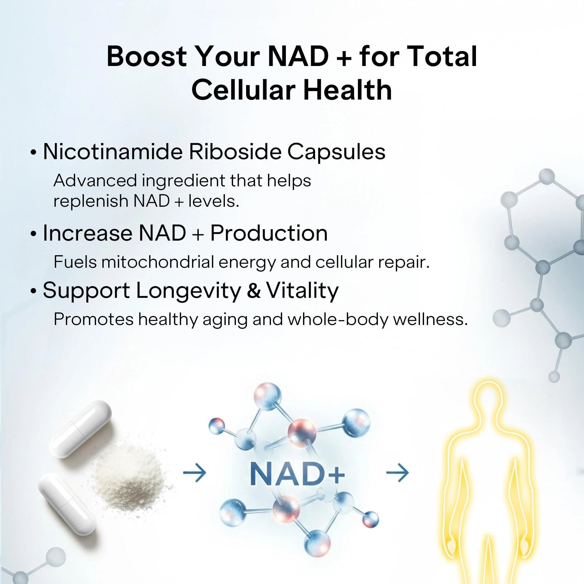 NAD Capsules Resveratrol Liposomal Nicotinamide Riboside Quercetin Vitamin B3 NAD Supplement for Women and Men anti Aging Boost Focus and Energy Cell Regeneration Supplement 120 Capsules