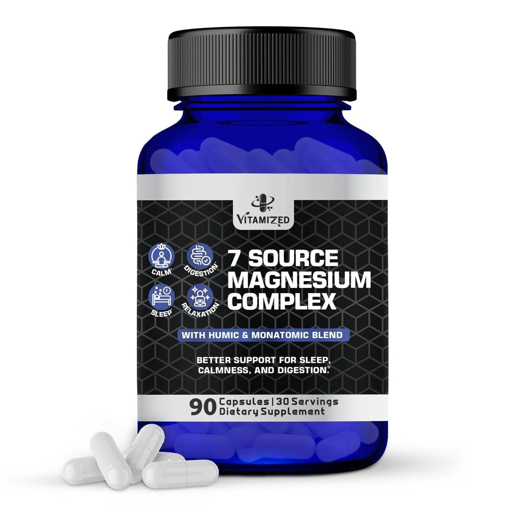 Magnesium Complex for Sleep Relaxation Digestion & Calm 90 Ct Magnesium Glycinate Citrate Bisglycinate Carbonate Malate Orotate Taurate Humic Fulvic for High Absorption