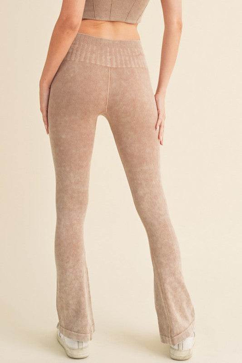 Women'S Stone Washed Ribbed Yoga Pants