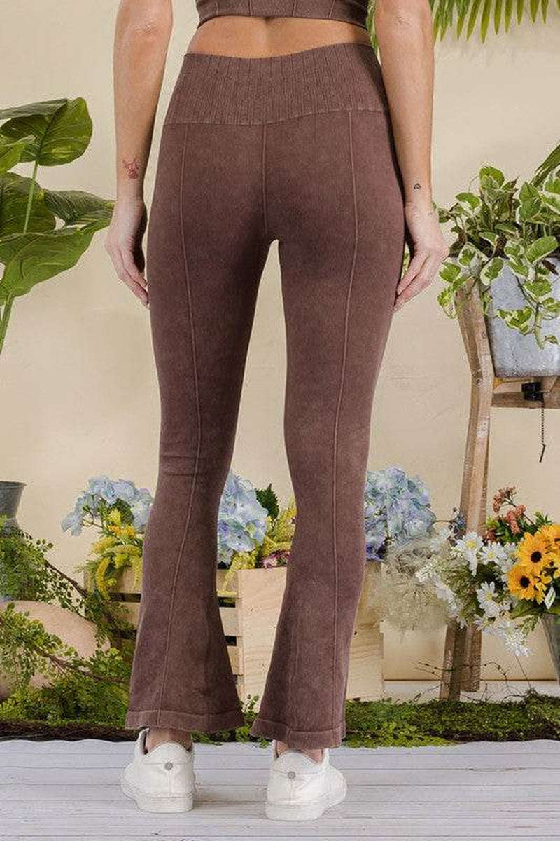 Women'S Stone Washed Ribbed Yoga Pants