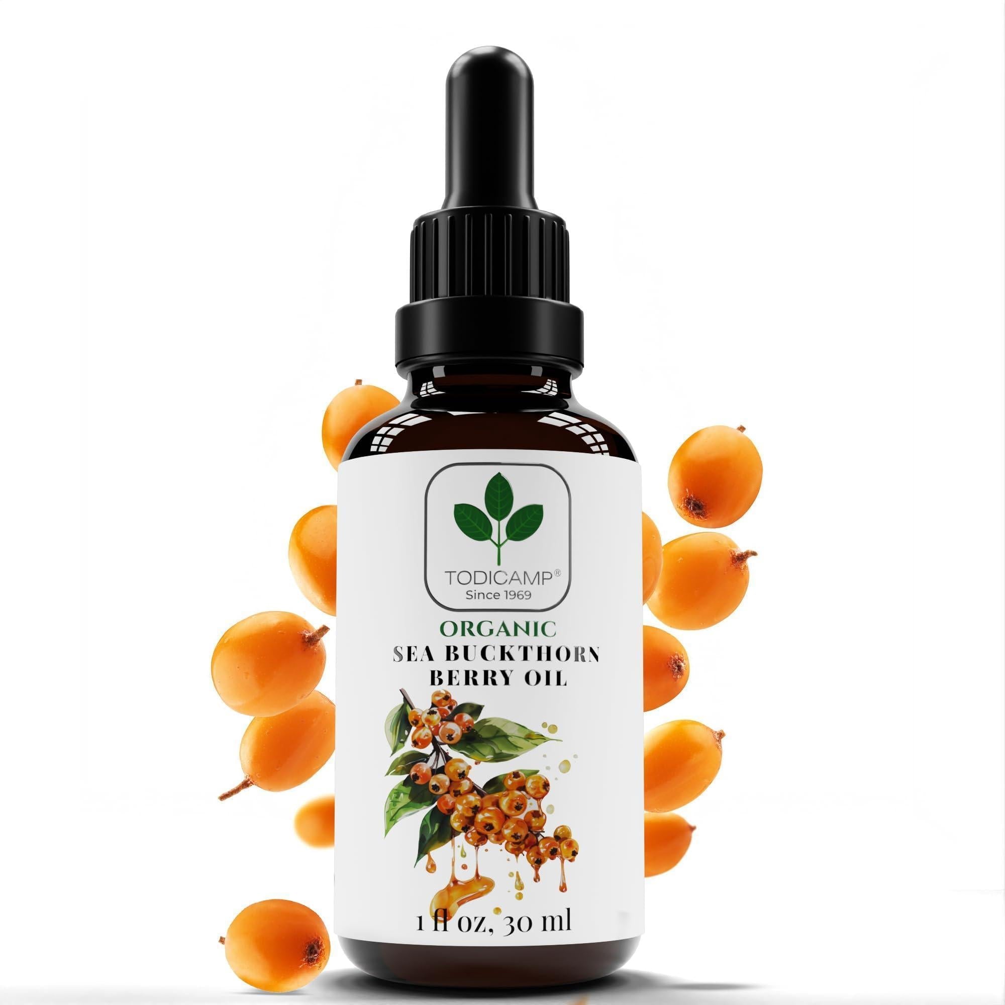 Organic Sea Buckthorn Oil 1 Fl Oz Cold Pressed Sea Buckthorn Berry Oil Seabuckthorn for Face Hair Body & Supplement