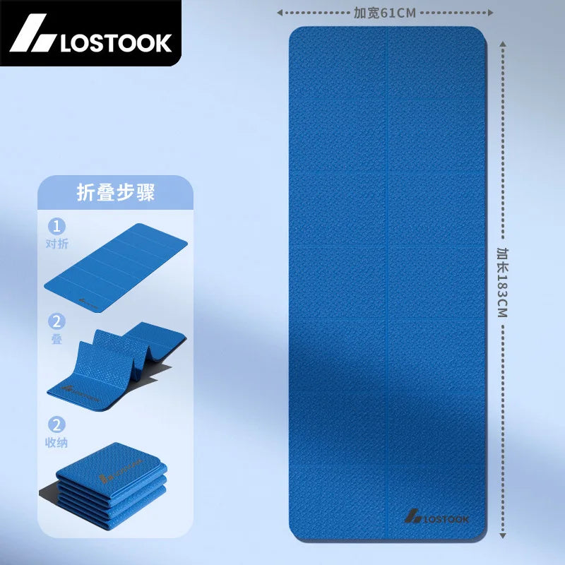 Yoga Mat Thick 4Mm Foldable Gym Mat Extra Large 6'X2' Extra Wide Workout Mat Non Slip TPE Floor Mats for Yoga Pilates, Cardio, Exercise Equipment