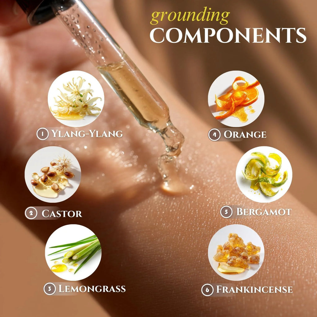 Anxiolytic Calming Essential Oil Blend for Relief & Relaxation 0.34Oz Bergamot Orange Ylang Ylang Frankincense Lemongrass in Castor Oil Navel Patch & Skin Application Cold Pressed