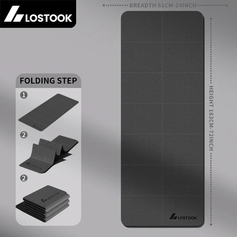 Yoga Mat Thick 4Mm Foldable Gym Mat Extra Large 6'X2' Extra Wide Workout Mat Non Slip TPE Floor Mats for Yoga Pilates, Cardio, Exercise Equipment