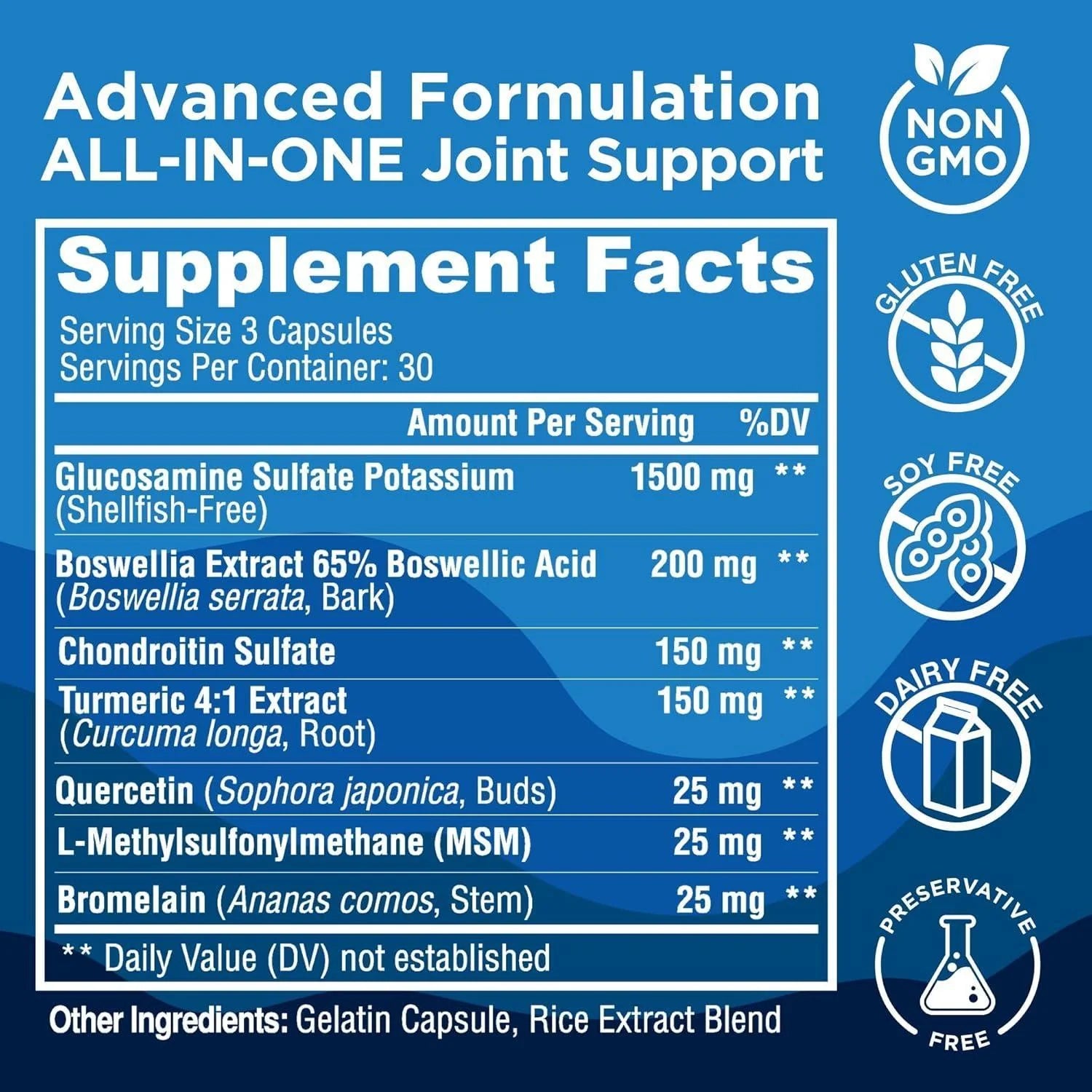 Clear Joint Support Glucosamine Chondroitin MSM Boswellia 90 Capsules