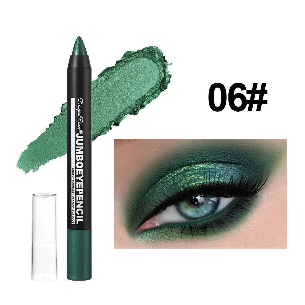 Smoky Dark Green Eyeshadow Pencil Stick Waterproof Pearlescent 12 Colors Metallic Glitter Eye Shadow Highlighter Pen Makeup Tool