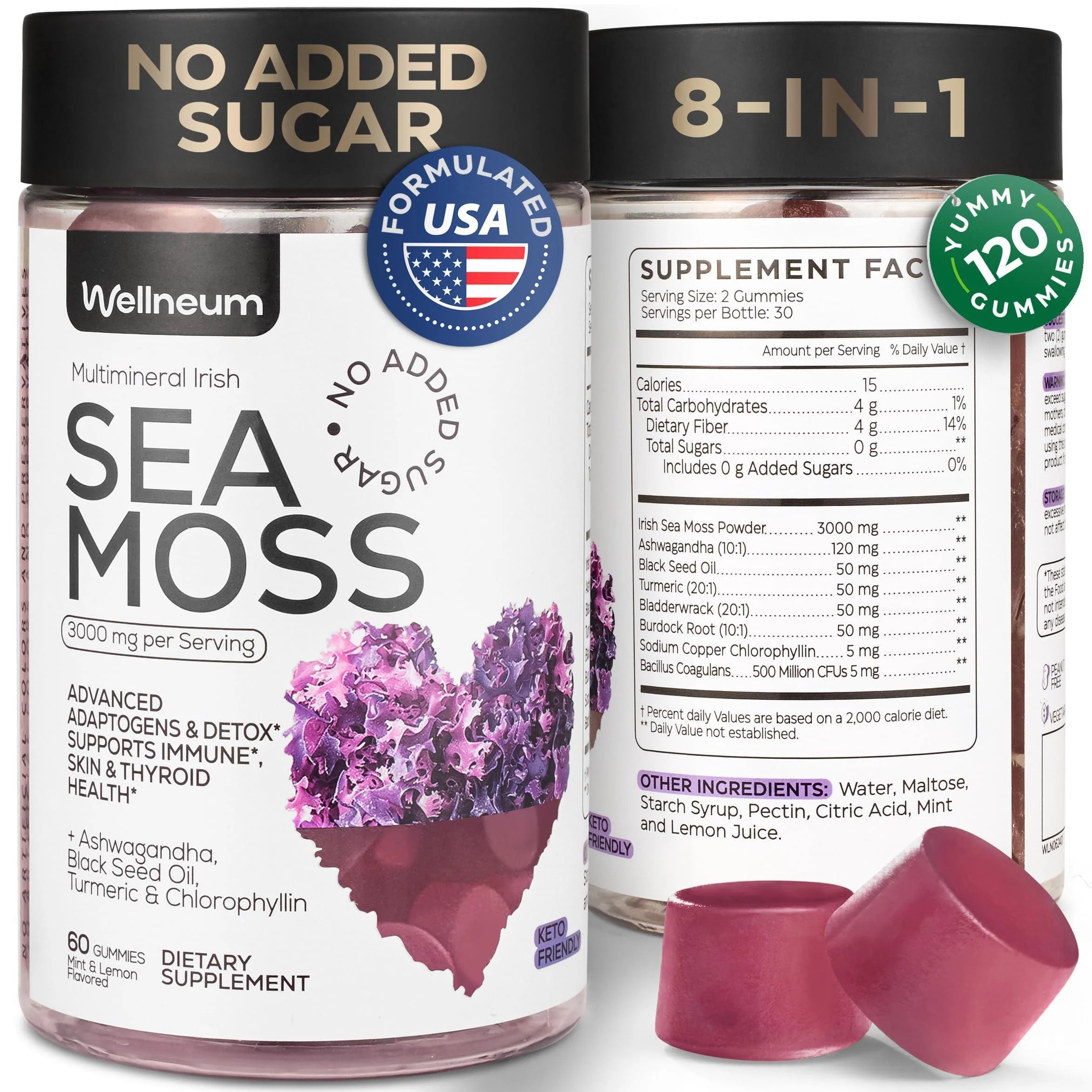 Multimineral Sea Moss Glow Gummies 3000 Mg Irish Seamoss for Immunity Thyroid