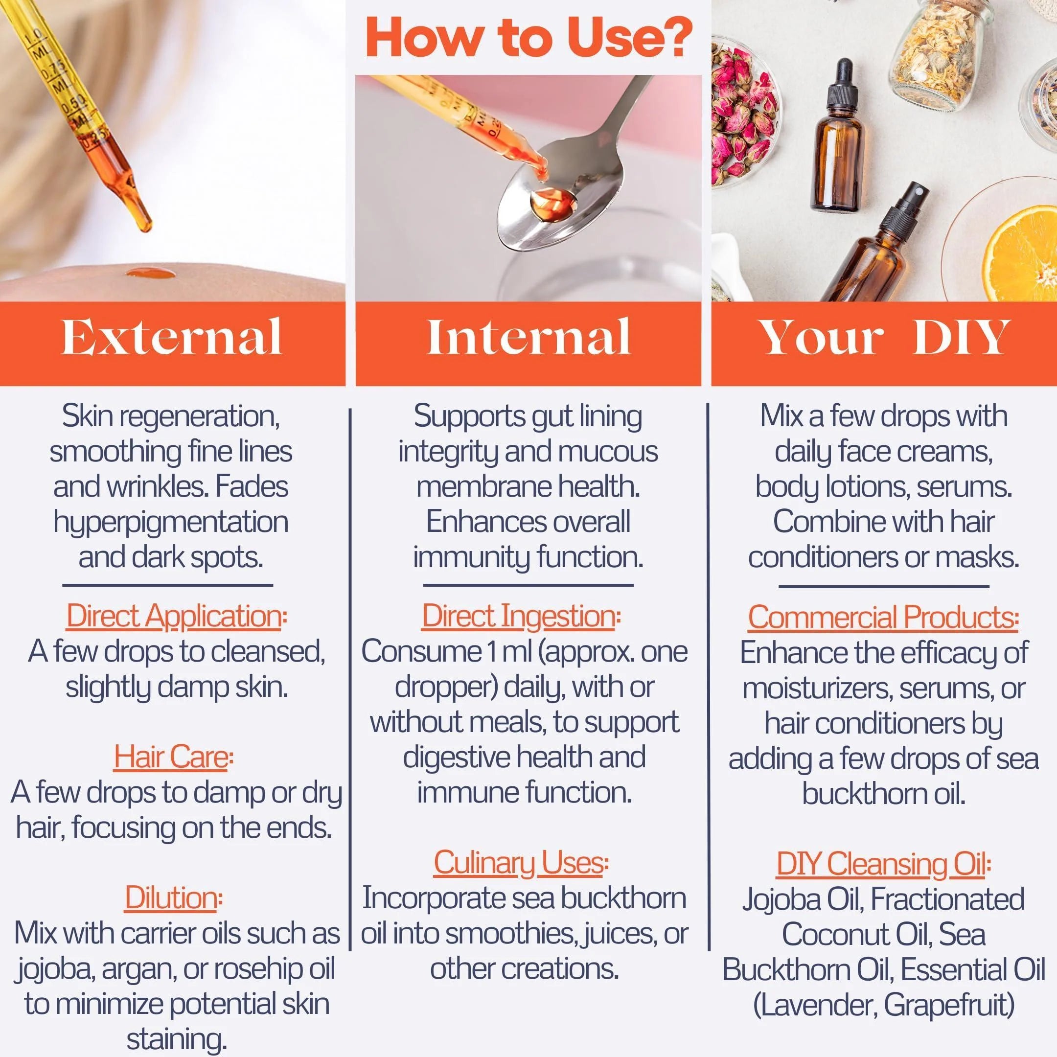 Organic Sea Buckthorn Oil 1 Fl Oz Cold Pressed Sea Buckthorn Berry Oil Seabuckthorn for Face Hair Body & Supplement