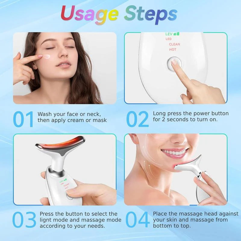 7-In-1 Neck Face Massager, 7 Color Led Face Neck Massage for Skin Care at Home, Portable Facial Massager,Face Sculpting Tool,Multifunctional Vibration