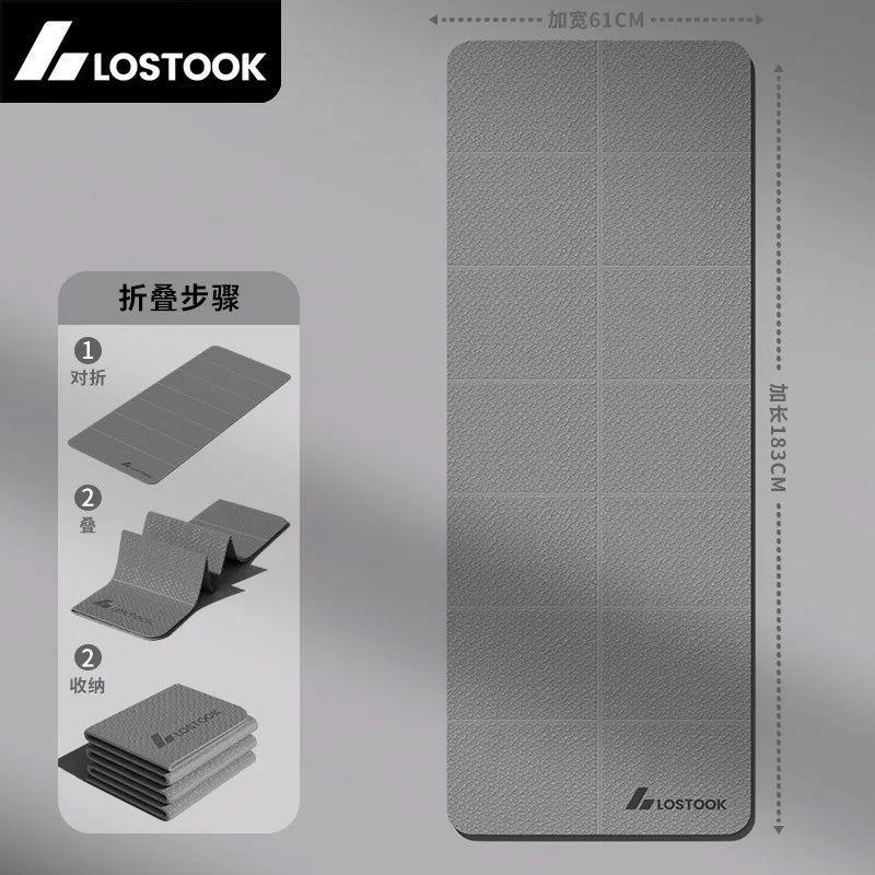 Yoga Mat Thick 4Mm Foldable Gym Mat Extra Large 6'X2' Extra Wide Workout Mat Non Slip TPE Floor Mats for Yoga Pilates, Cardio, Exercise Equipment