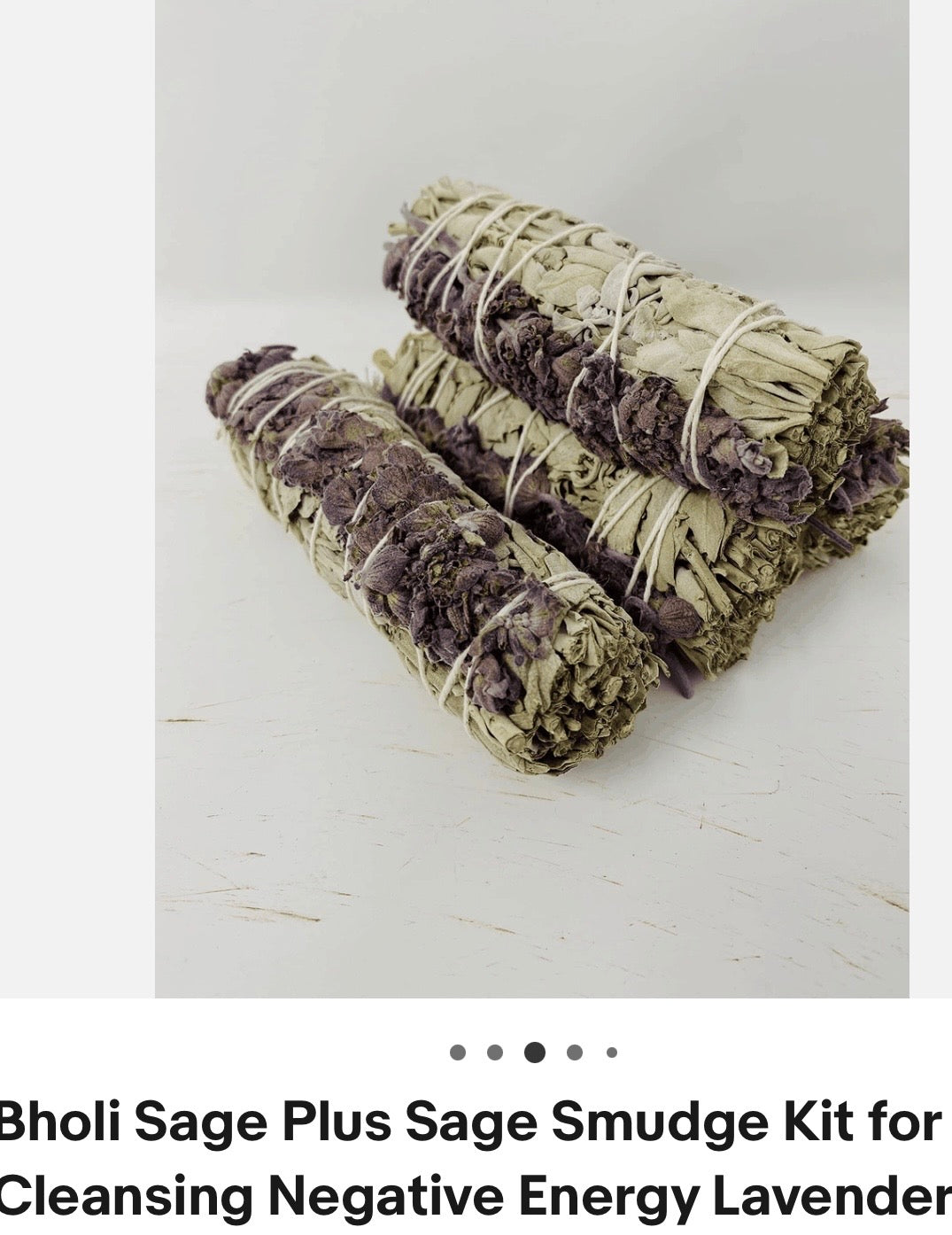 Bholi Sage plus Sage Smudge Kit for Cleansing Negative Energy Lavender with White Sage Smudge Sticks Pack of 4
