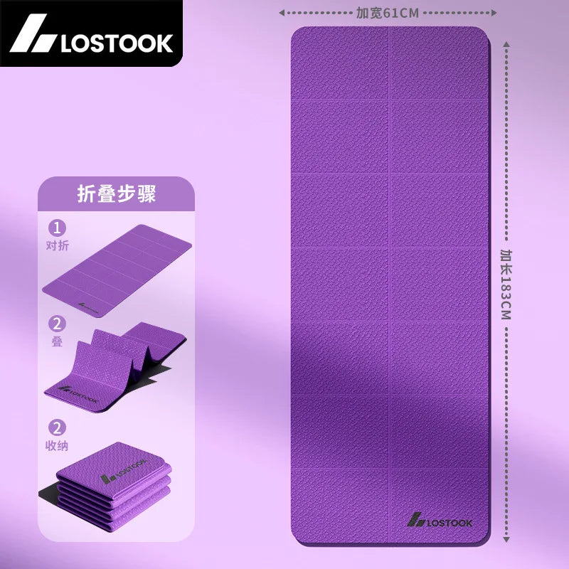 Yoga Mat Thick 4Mm Foldable Gym Mat Extra Large 6'X2' Extra Wide Workout Mat Non Slip TPE Floor Mats for Yoga Pilates, Cardio, Exercise Equipment