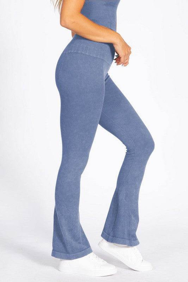 Women'S Stone Washed Ribbed Yoga Pants