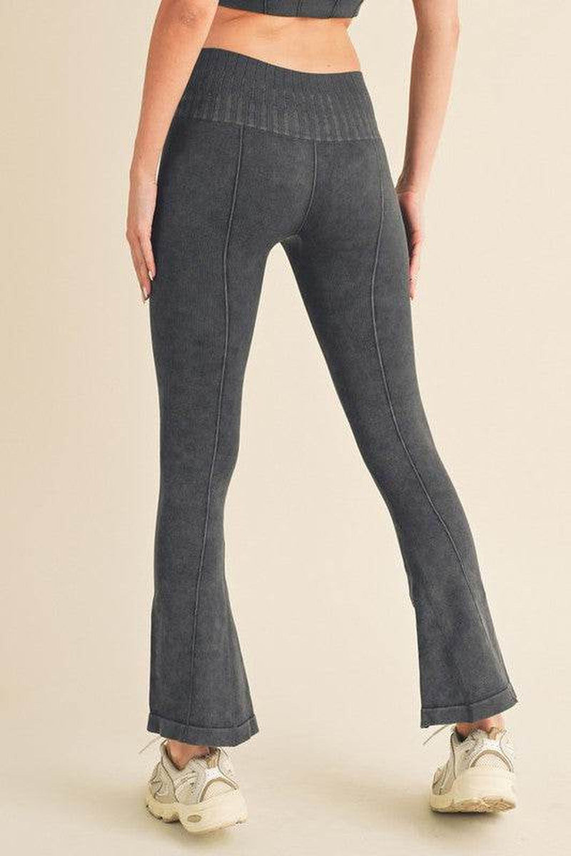 Women'S Stone Washed Ribbed Yoga Pants