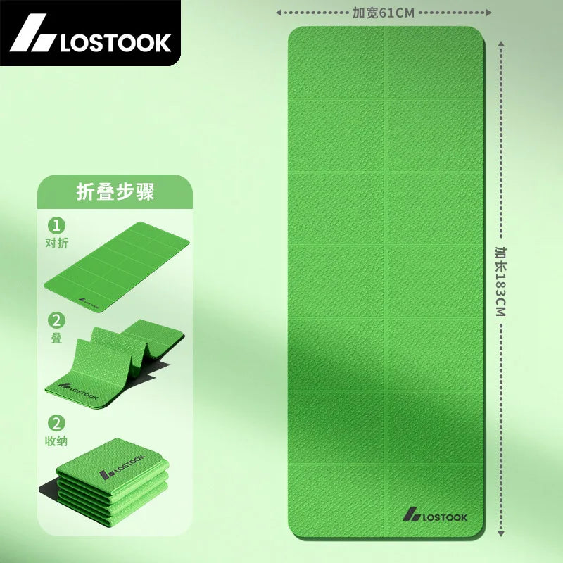 Yoga Mat Thick 4Mm Foldable Gym Mat Extra Large 6'X2' Extra Wide Workout Mat Non Slip TPE Floor Mats for Yoga Pilates, Cardio, Exercise Equipment