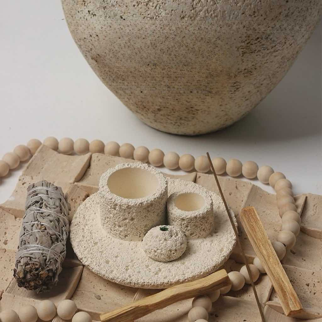 Nordic Style All-In-1 Candle Holder, Sage, Incense & Palo Santo Burner