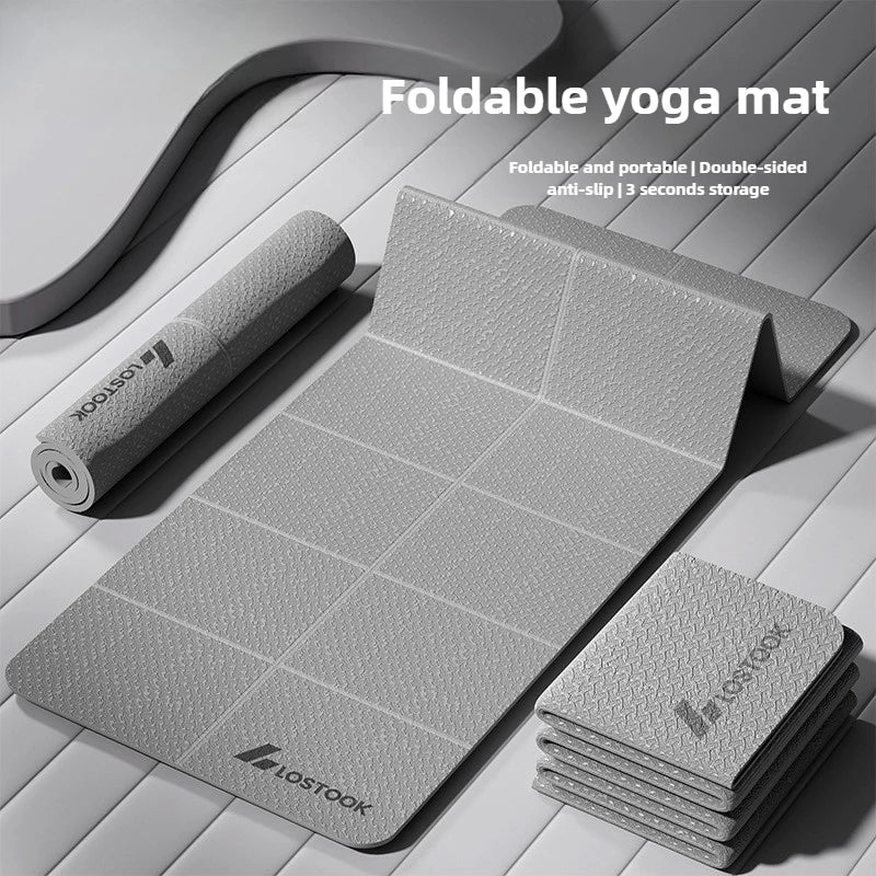 Yoga Mat Thick 4Mm Foldable Gym Mat Extra Large 6'X2' Extra Wide Workout Mat Non Slip TPE Floor Mats for Yoga Pilates, Cardio, Exercise Equipment