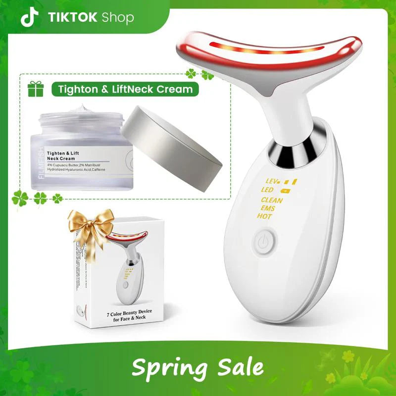 7-In-1 Neck Face Massager, 7 Color Led Face Neck Massage for Skin Care at Home, Portable Facial Massager,Face Sculpting Tool,Multifunctional Vibration