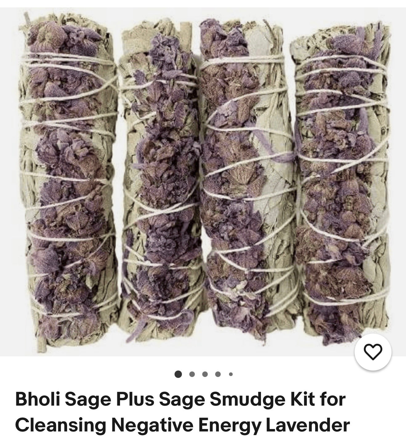 Bholi Sage plus Sage Smudge Kit for Cleansing Negative Energy Lavender with White Sage Smudge Sticks Pack of 4