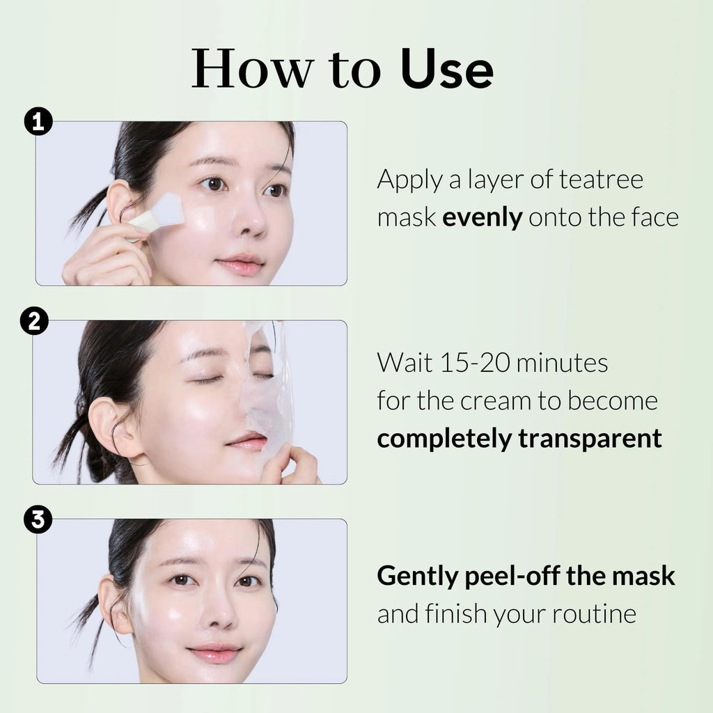 Tea Tree Wrapping Mask Skin Soothing Care Acne Prone Skin 2.4 Oz Teatree & 6 Tropical Fruit Extracts Calming Peel off Mask Korean Skincare for Face