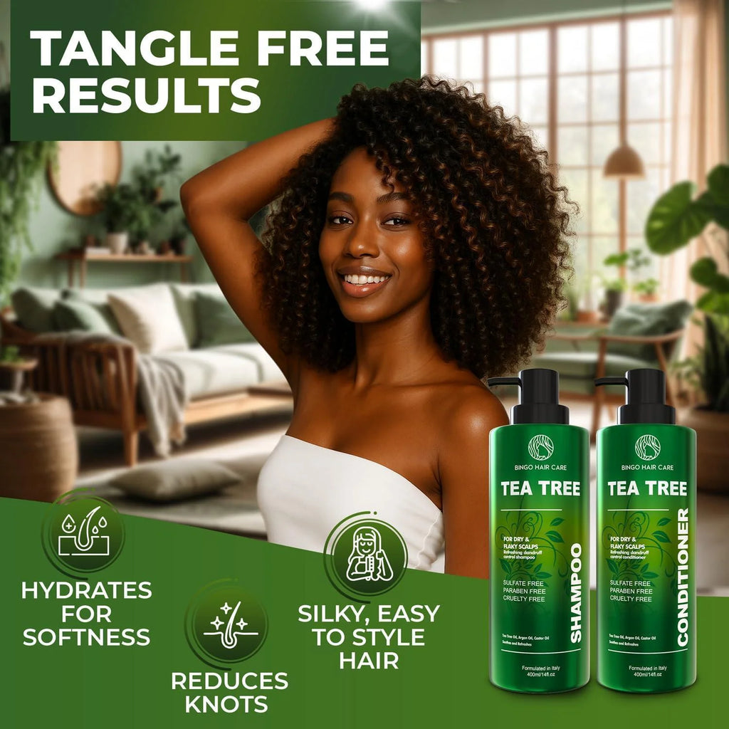 Tea Tree Shampoo and Conditioner Set Sulfate Free 14 Fl Oz Set of 2 anti Dandruff Hair Care for Men and Women Cleansing Formula for Itchy Scalp and Oil Control
