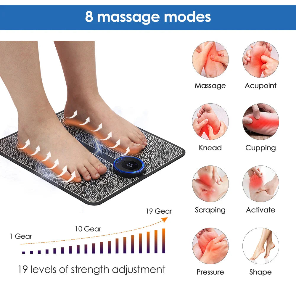 Transcutaneous Electronic Nerve Stimulator, EMS Foot Massager for Muscle Relaxation, LCD Display Screen,Back & Legs Massager