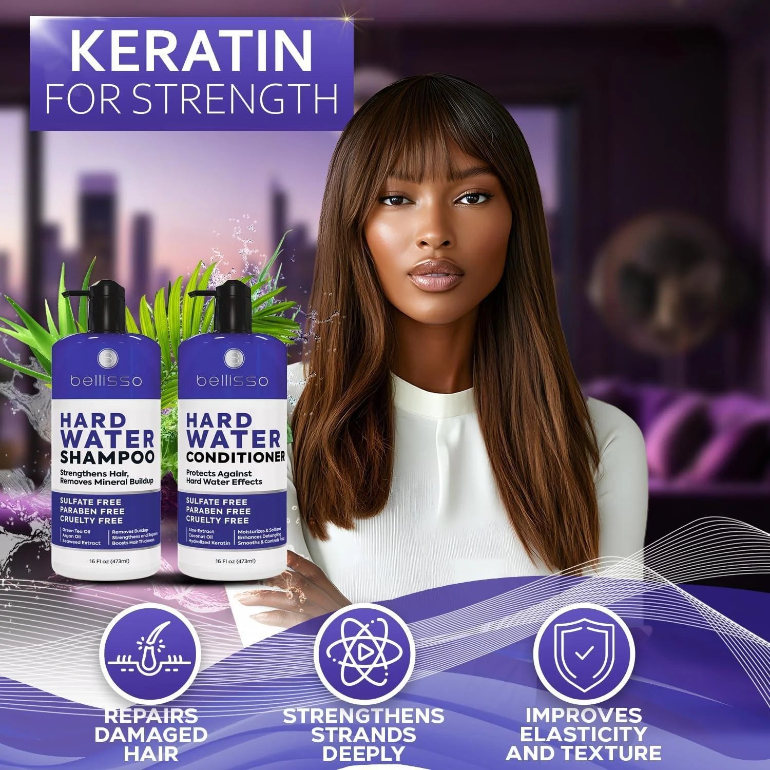 Hard Water Shampoo and Conditioner Set Sulfate Free Hair Care Products For