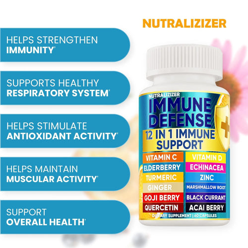 12 in 1 Premium Immune Defense Vitamins Immune Supplement W Vitamin D3 5000 IU Vitamin С 1000Mg Zinс 50Mg Luxe Choice for Premium Immune Support with Echinacea Elderberry and Ginger 120 Caps