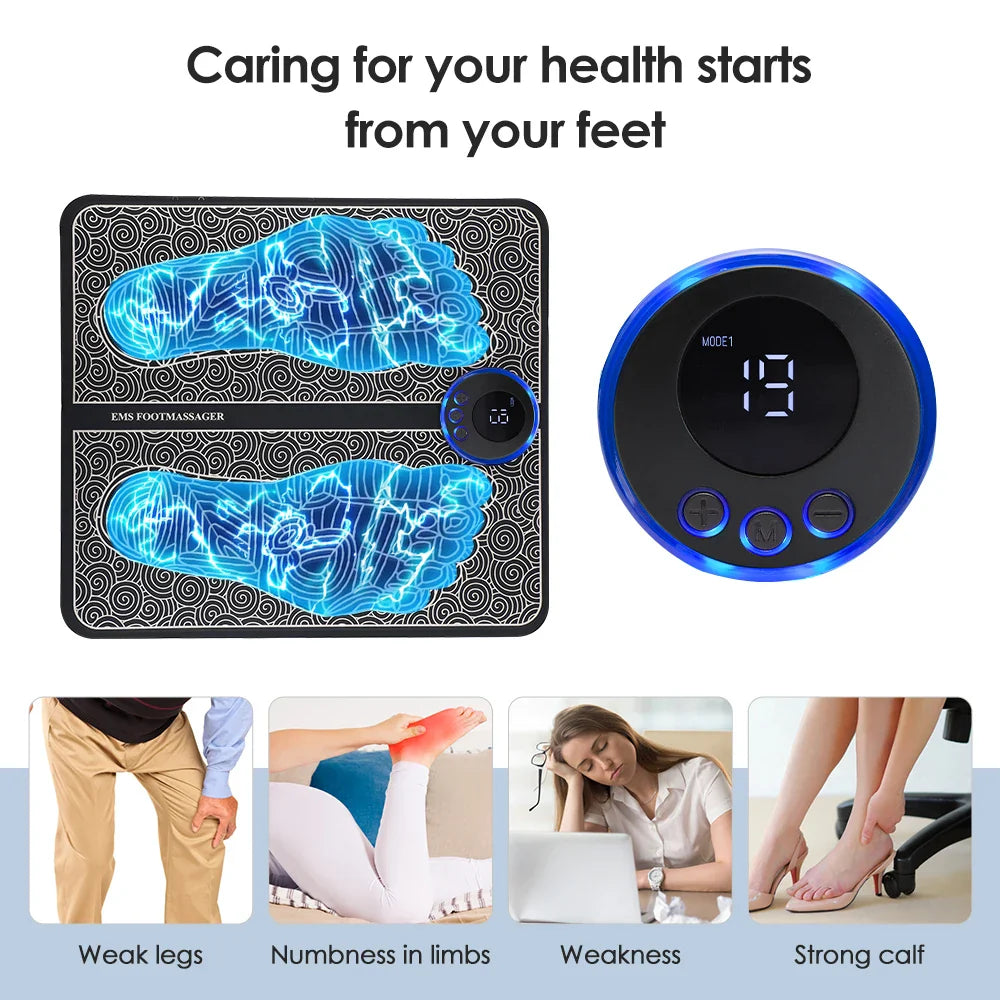 Transcutaneous Electronic Nerve Stimulator, EMS Foot Massager for Muscle Relaxation, LCD Display Screen,Back & Legs Massager