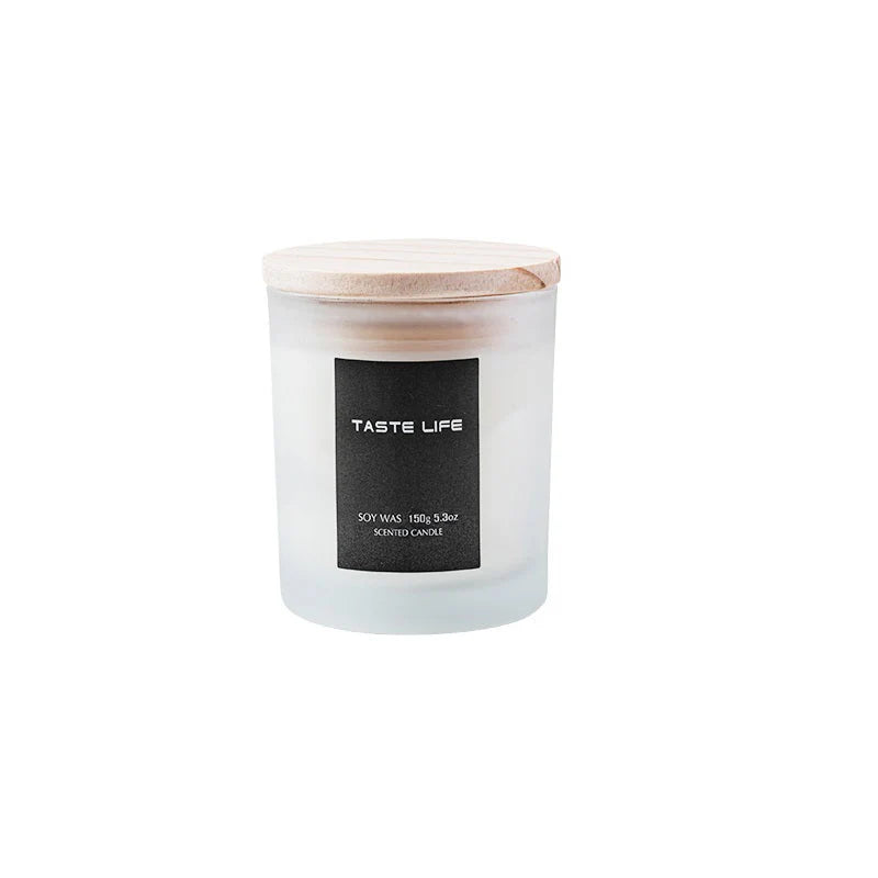 Smokeless Handmade Soy Wax Scented Candle with Clear Wooden Cover