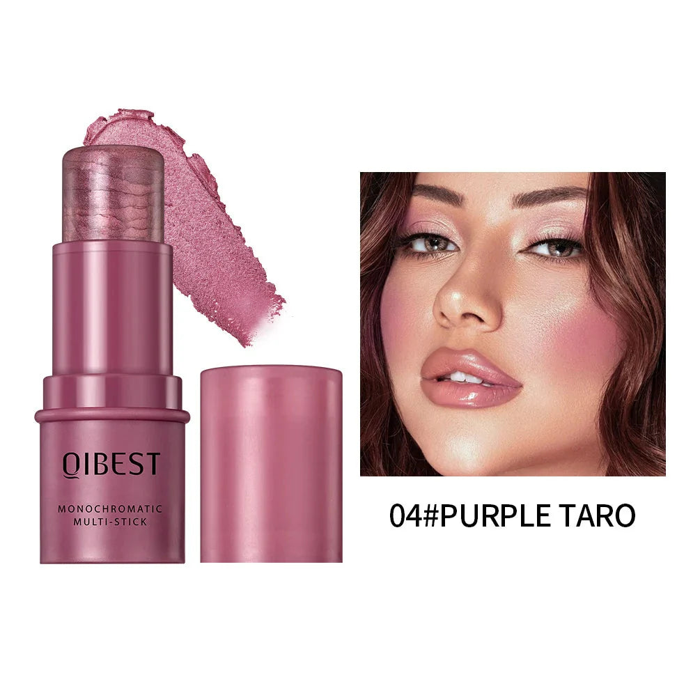 3-In-1 Cheek Blush Stick Lip Tinted Eyes Cheek Lips Brighten Cream Water-Resistant Moisturizing Face Contouring Shadow Blusher