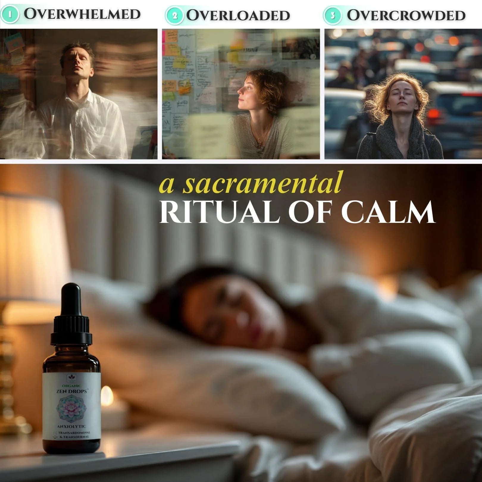 Anxiolytic Calming Essential Oil Blend for Relief & Relaxation 0.34Oz Bergamot Orange Ylang Ylang Frankincense Lemongrass in Castor Oil Navel Patch & Skin Application Cold Pressed