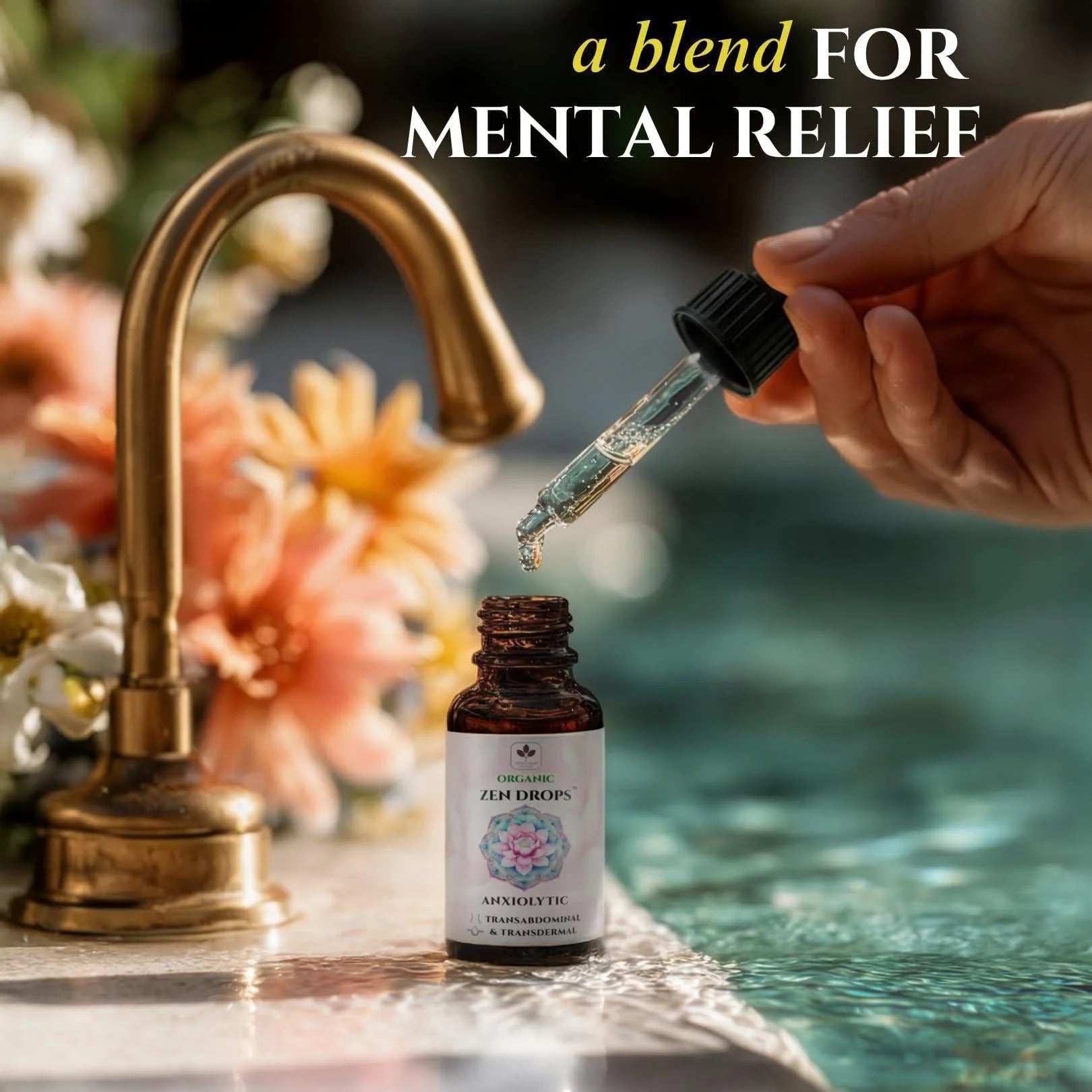 Anxiolytic Calming Essential Oil Blend for Relief & Relaxation 0.34Oz Bergamot Orange Ylang Ylang Frankincense Lemongrass in Castor Oil Navel Patch & Skin Application Cold Pressed