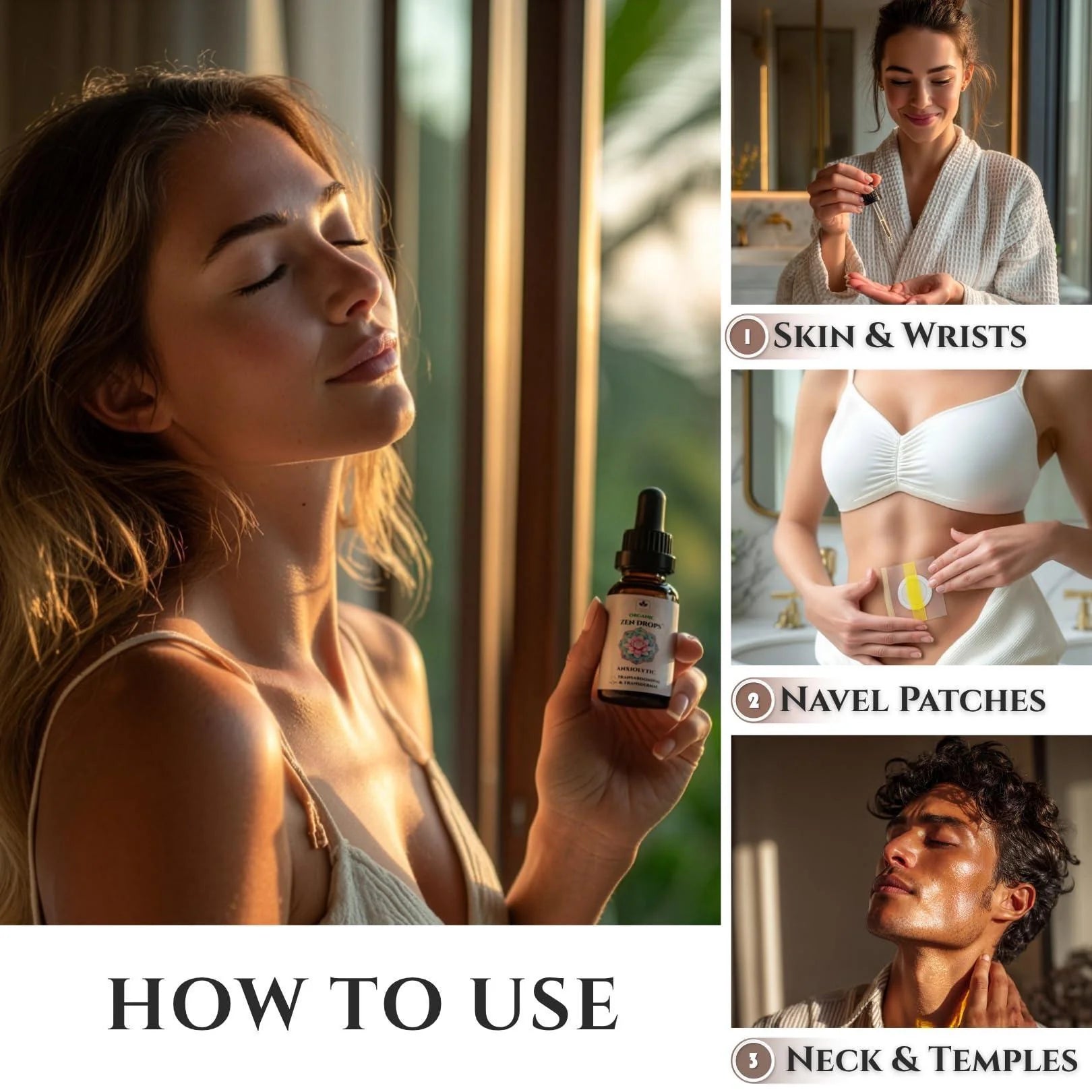 Anxiolytic Calming Essential Oil Blend for Relief & Relaxation 0.34Oz Bergamot Orange Ylang Ylang Frankincense Lemongrass in Castor Oil Navel Patch & Skin Application Cold Pressed