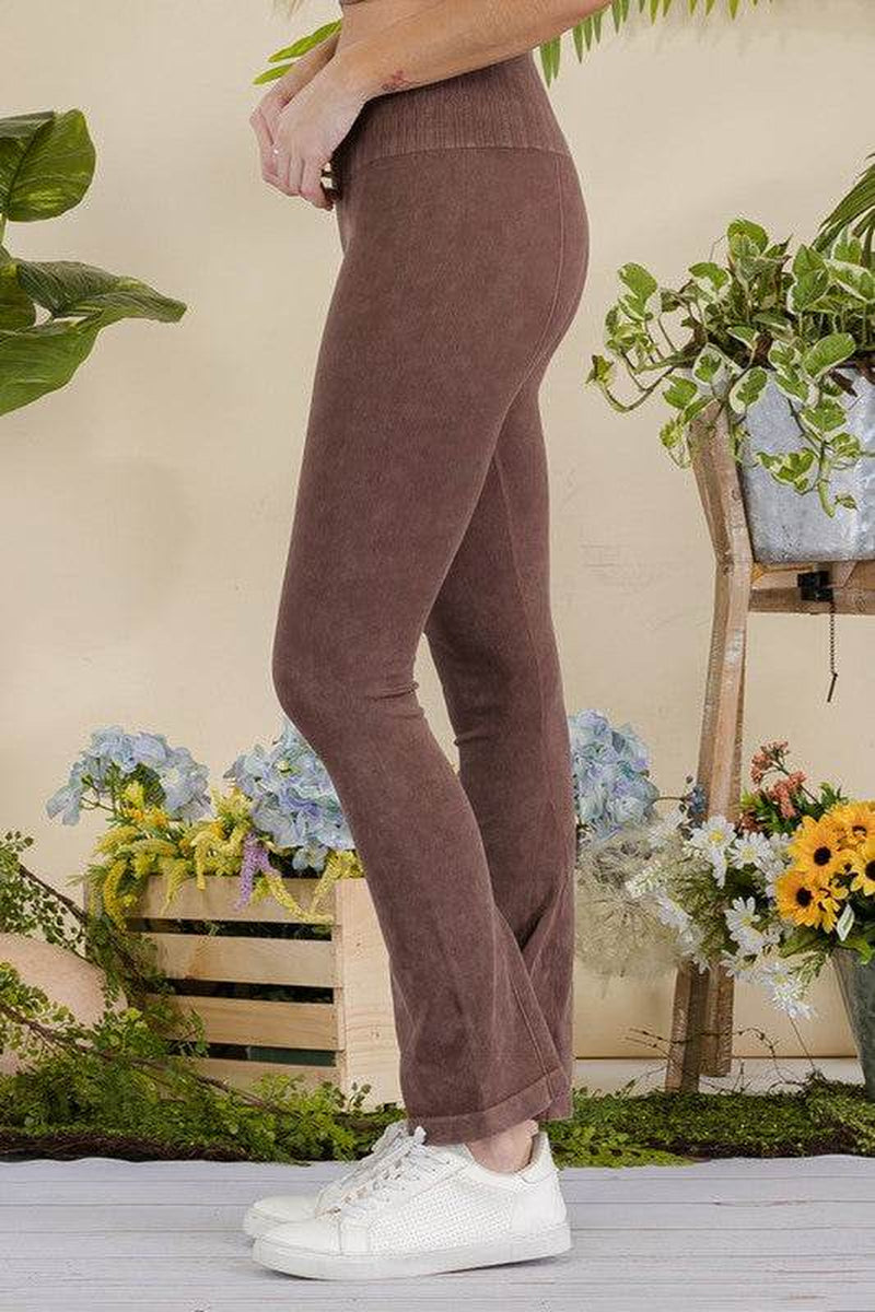 Women'S Stone Washed Ribbed Yoga Pants