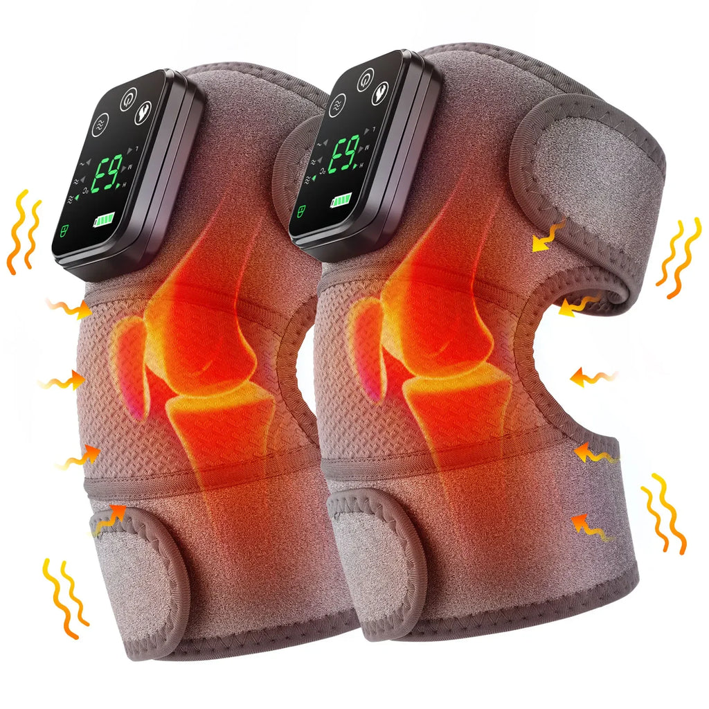 Electric Heated Vibration Knee Massage Physiotherapy Pad 3 in 1 Massager for Shoulder Elbow Hot Compress Pain Relief