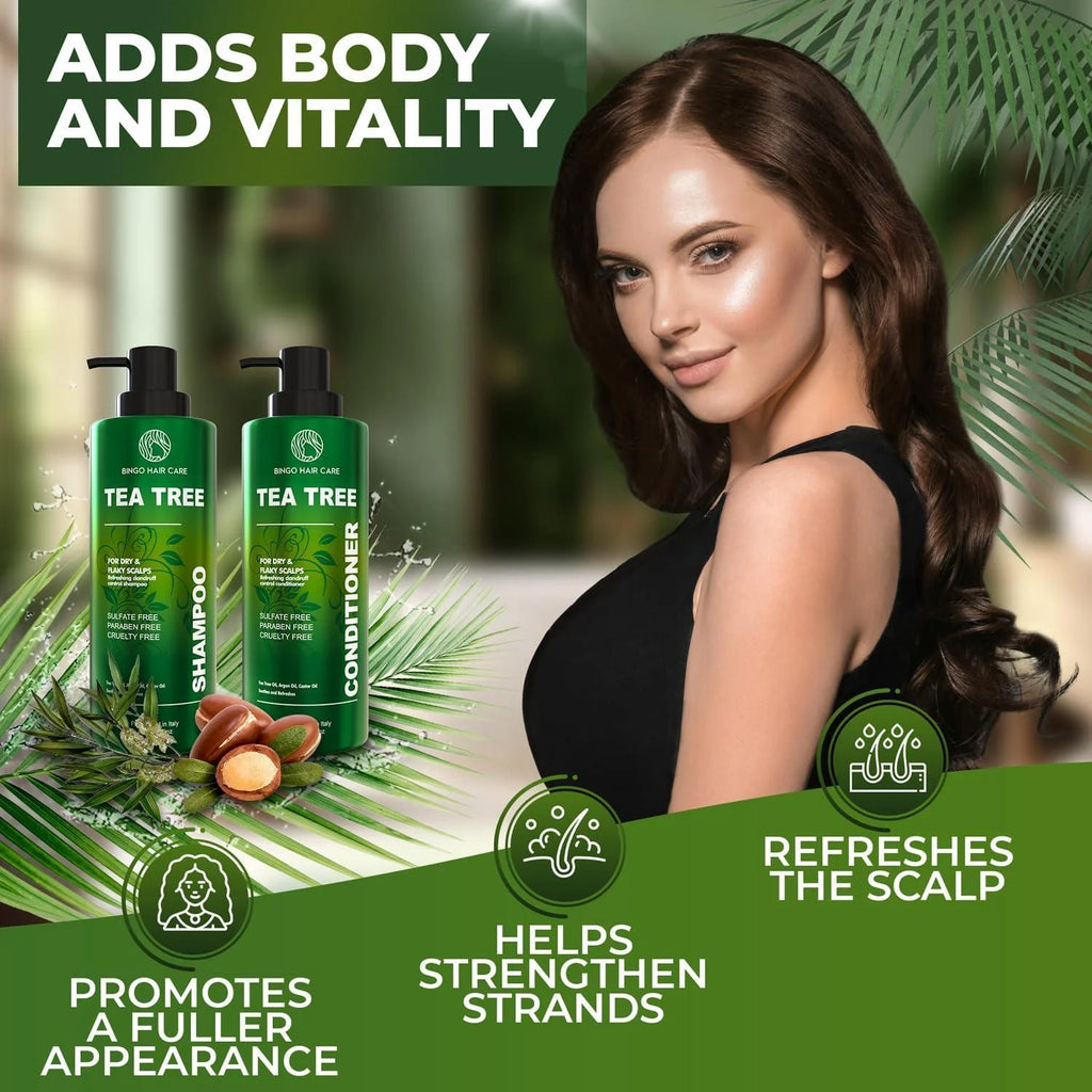 Tea Tree Shampoo and Conditioner Set Sulfate Free 14 Fl Oz Set of 2 anti Dandruff Hair Care for Men and Women Cleansing Formula for Itchy Scalp and Oil Control