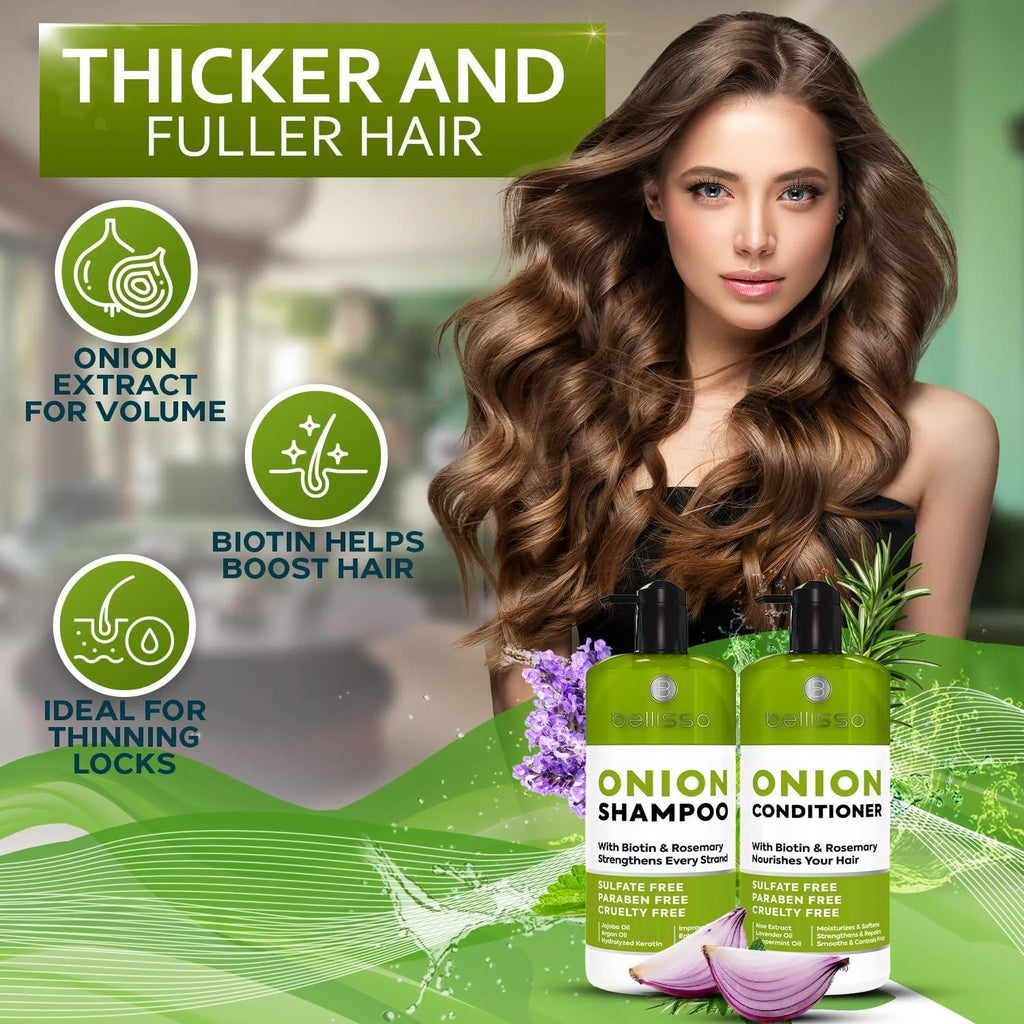 Onion Shampoo and Conditioner Set with Rosemary and Biotin Thickening Products