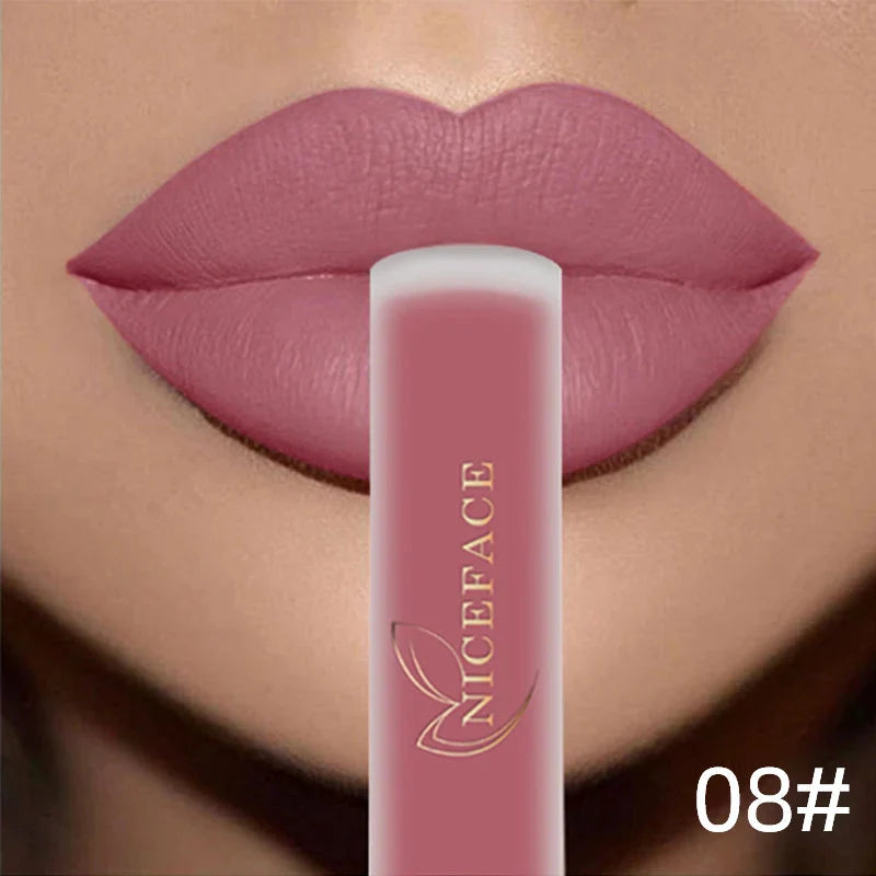 NICEFACE Matte Liquid Lipstick Waterproof Long Lasting Lip Gloss Tint Sexy Red Nude Purple Metallic Lipsticks Makeup Cosmetics